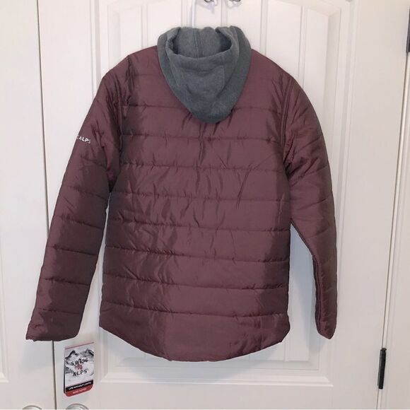 Swiss Alps micro puffer Cabernet burgundy color with full and hood boys size M - Picture 7 of 7